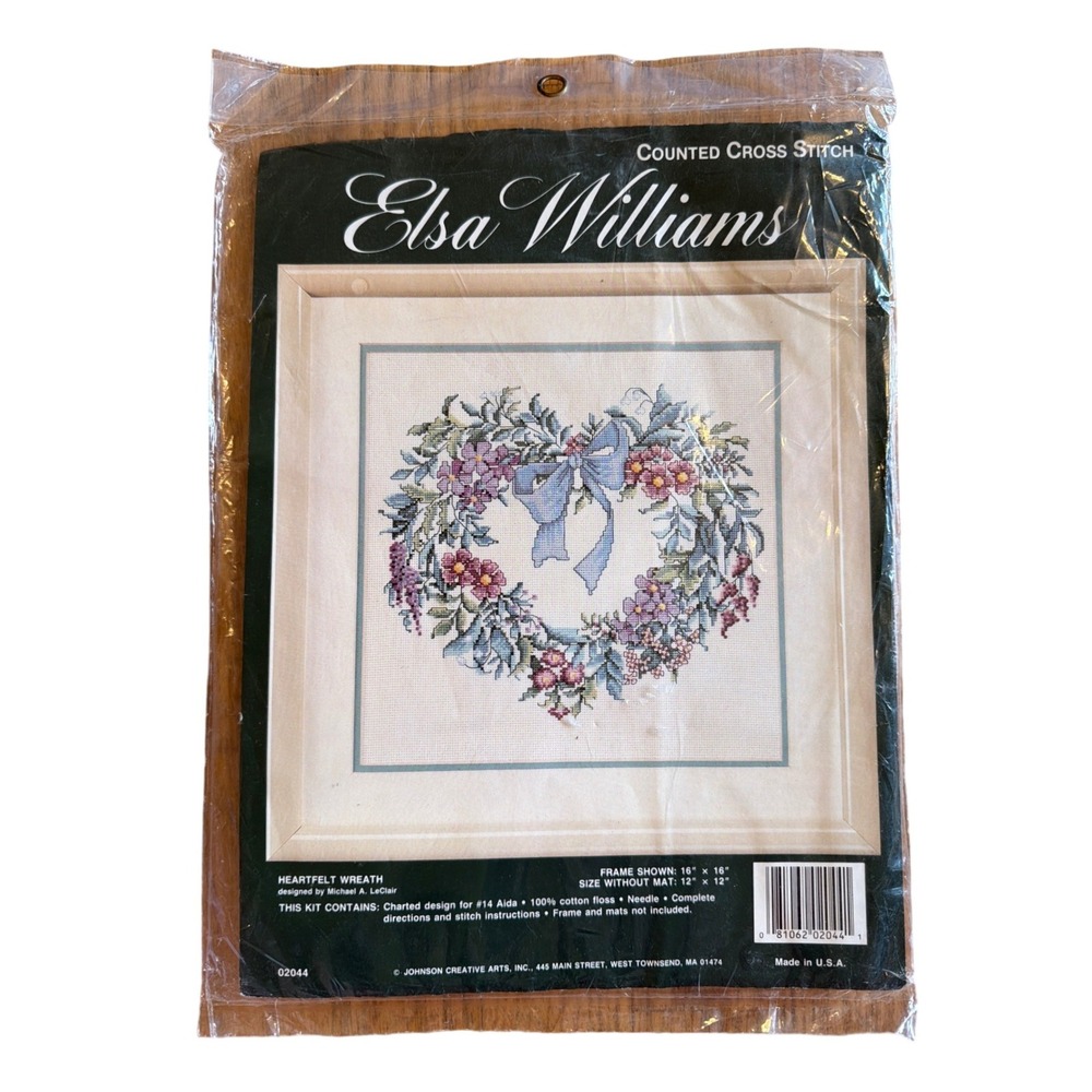 Elsa Williams Heartfelt Wreath Counted Cross Stitch Kit 02044 Deadstock VTG
